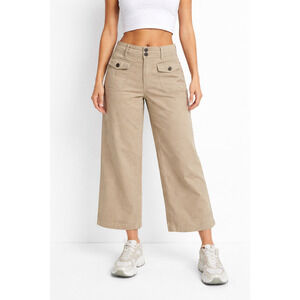 Gap Khakis Chino Womens Pants Size 8 Wide Leg Crop Streetwear Boho Linen Blend